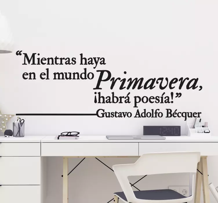 Vinilo pared cita célebre primavera Becquer  - TenVinilo