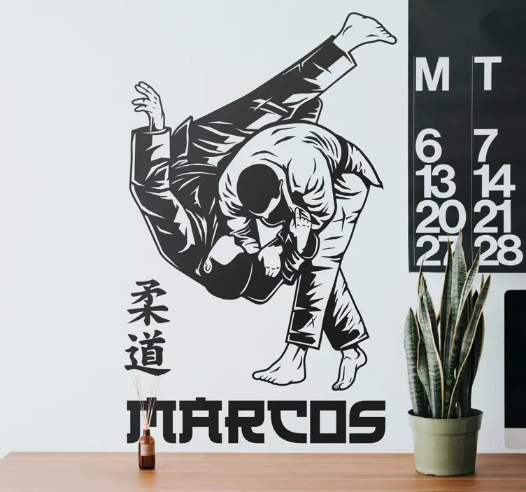 Vinilo habitación juvenil judo personalizable - TenVinilo