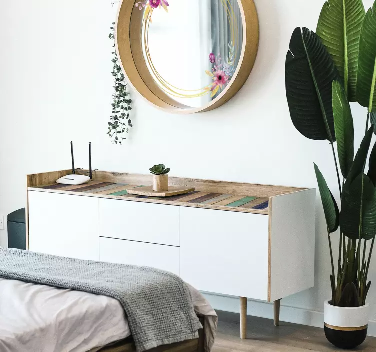 Papel adhesivo mueble de madera de verano colorido - TenVinilo