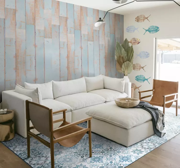 Vinilo pared dormitorio peces marinos - TenVinilo