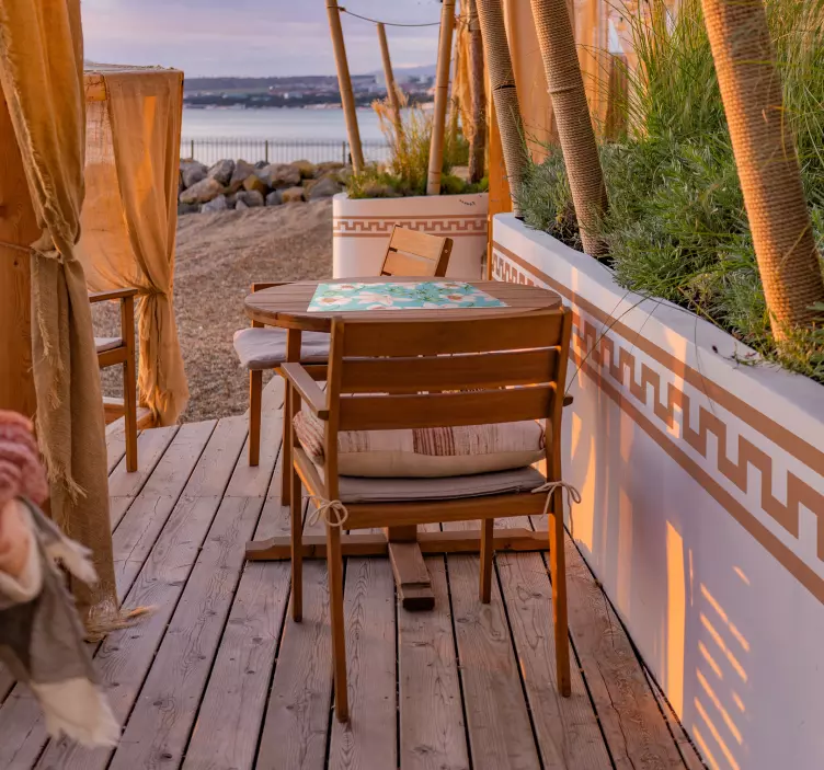 Vinilo pared salón - Cenefa adhesiva egipcia monocolor - TenVinilo