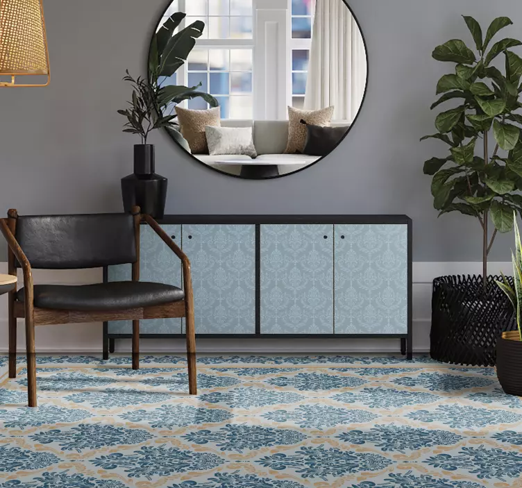 Vinilo para mueble azul elegante barroco - TenVinilo