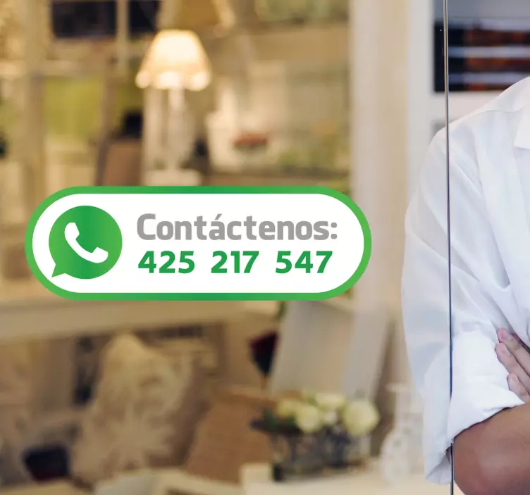 Vinilo escaparate etiqueta tienda whatsapp - TenVinilo