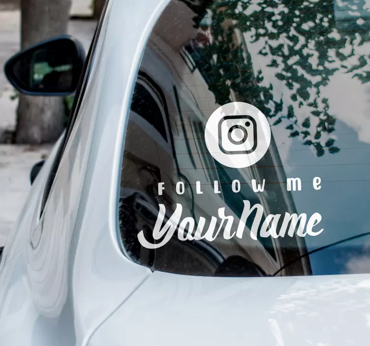 Pegatina para coche Síguenos nombre personalizado de instagram pa - TenVinilo