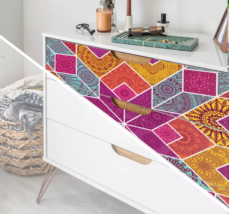 Vinilo para muebles mosaico de paisley - TenVinilo