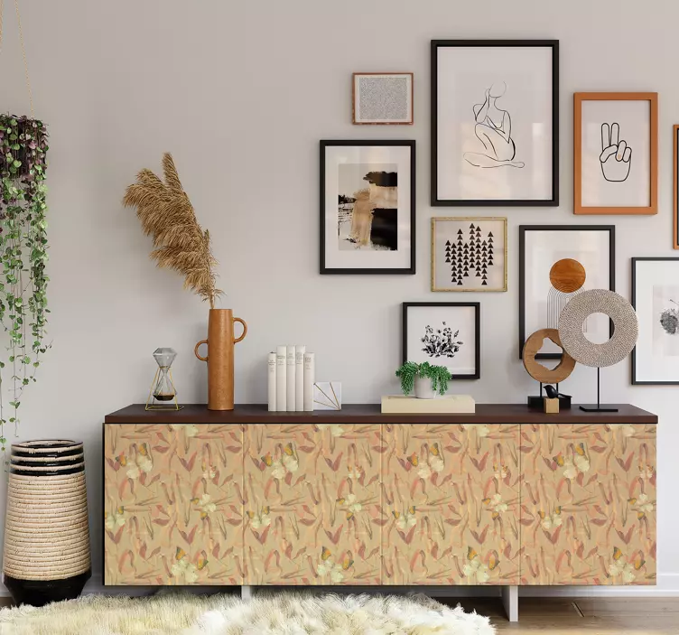 Vinilo para mueble patrón de flores de otoño - TenVinilo