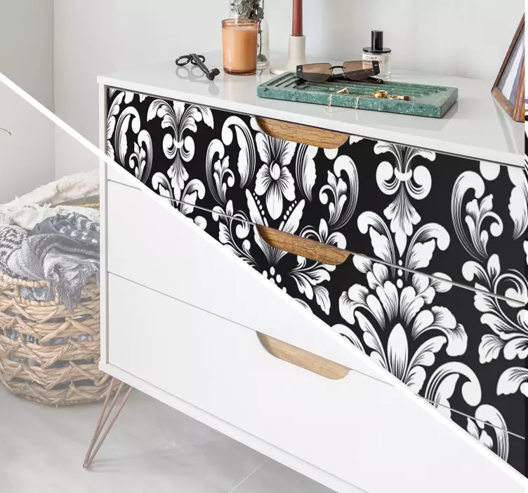 Vinilo para mueble motivo floral negro - TenVinilo