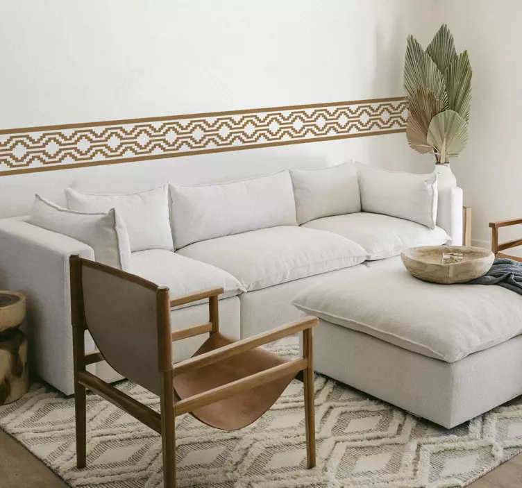 Vinilo pared salón forma geométrica verde - TenVinilo