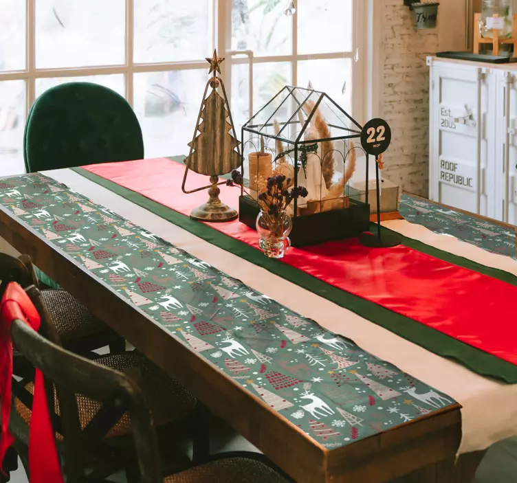 Vinilo para mueble patrón de bosque de navidad - TenVinilo