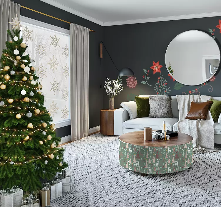 Pegatinas de conjunto floral navideño - TenVinilo