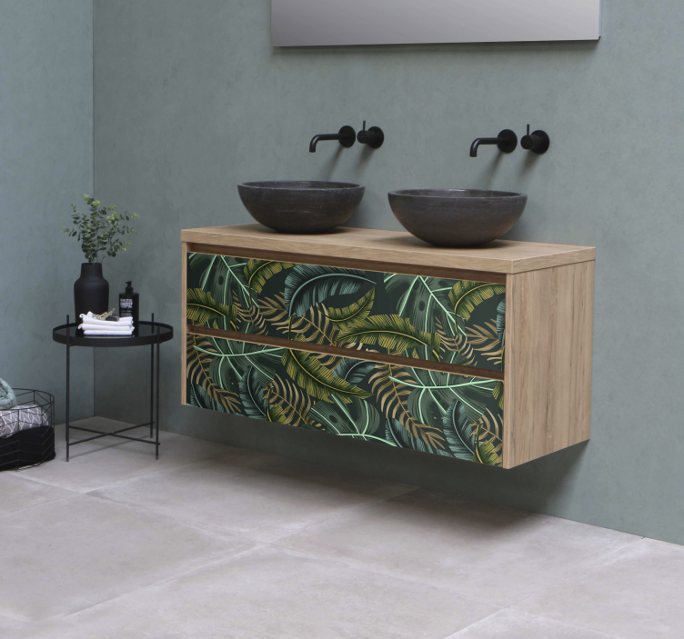 Vinilo para mueble hojas tropicales verde - TenVinilo