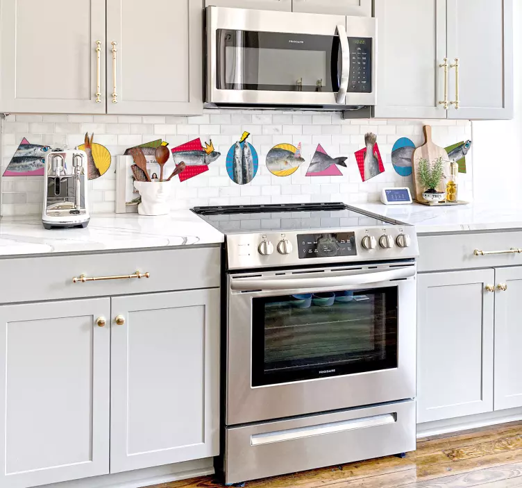 Cenefa adhesiva cocina pescados Kitsch - TenVinilo