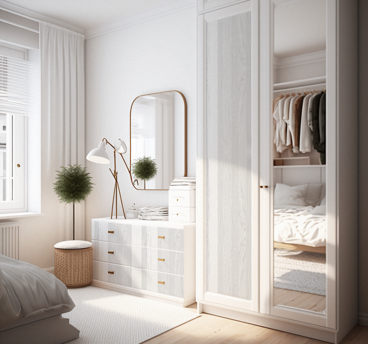 Vinilo para mueble color textura madera blanca - TenVinilo