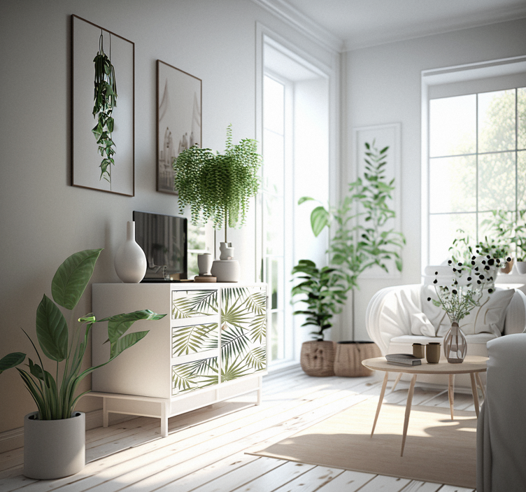 Vinilo para mueble hojas palmera patrón - TenVinilo