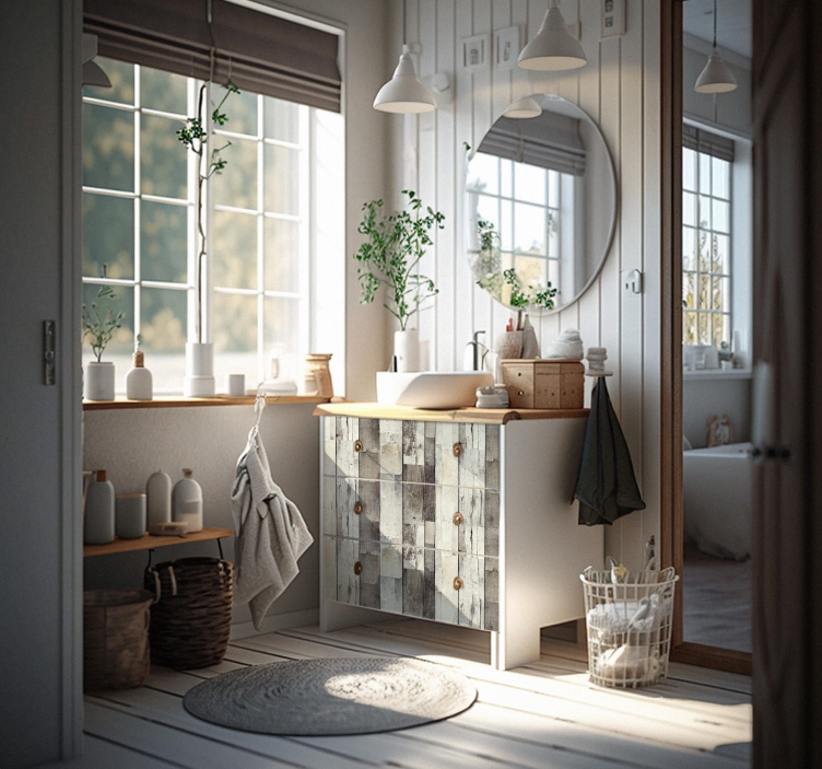 Vinilo mueble madera clara envejecida - TenVinilo