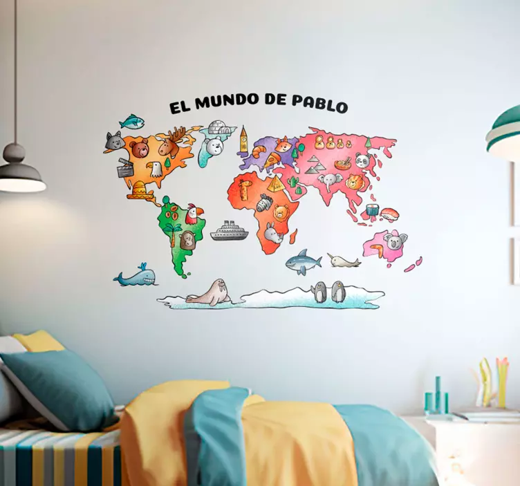 Mural mapamundi el mundo personalizable - TenVinilo