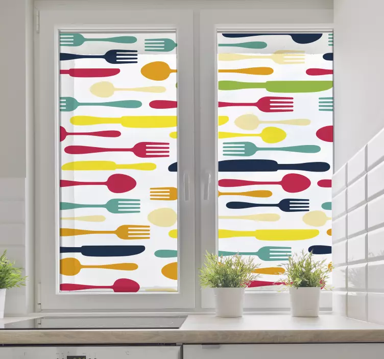 Vinilo para cristal ventana utensilios cocina - TenVinilo