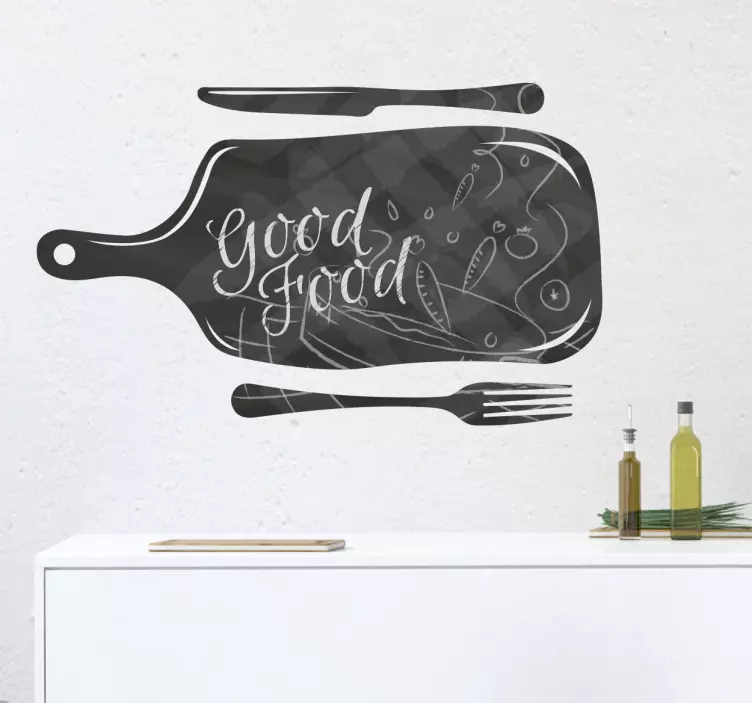 Vinilo pizarra cocina diseño tabla cortar - TenVinilo