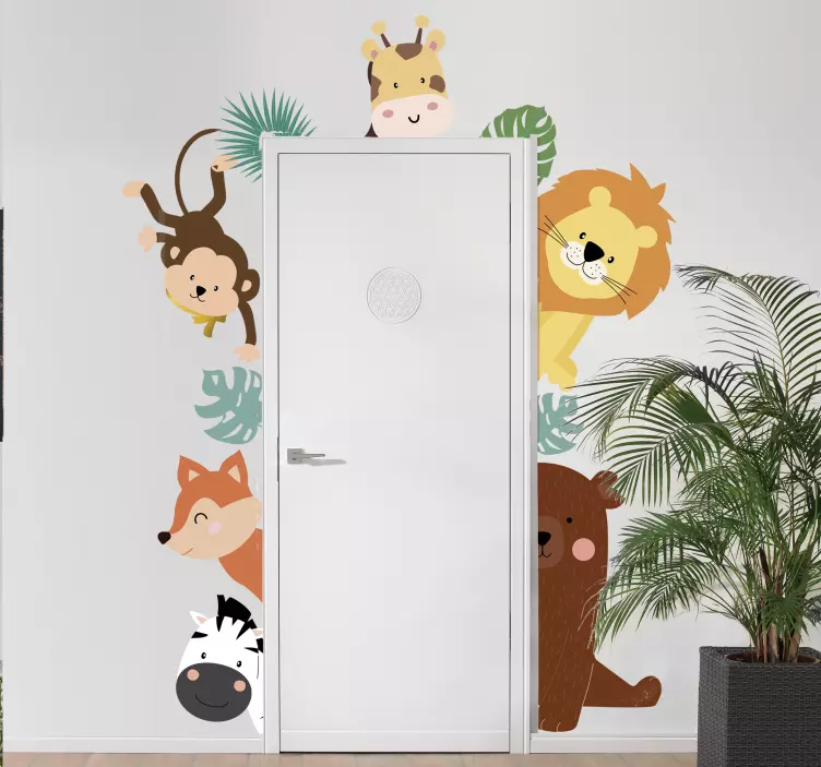 Vinilo infantil de animales para puerta - TenVinilo