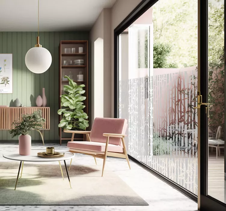 Vinilo translúcido cristal líneas cañas bambú - TenVinilo