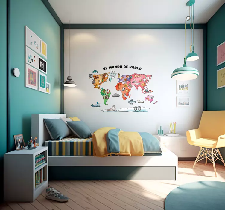 Mural mapamundi el mundo personalizable - TenVinilo