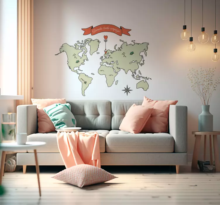 Mural mapamundi donde todo empezó - TenVinilo