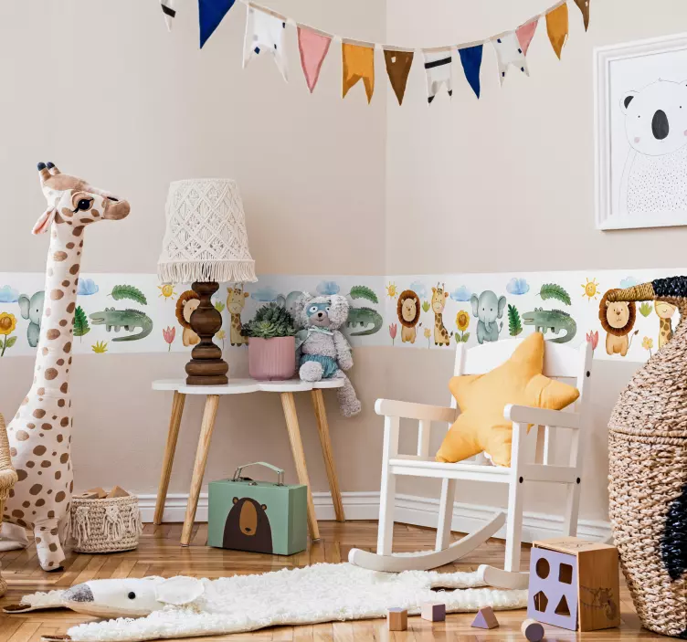 Cenefa adhesiva animales acuarela - TenVinilo