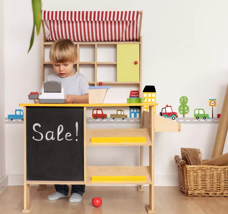 Cenefa decorativa carretera y coches - TenVinilo