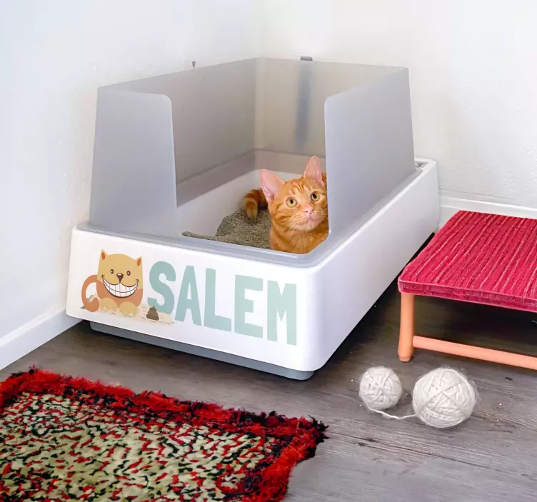 Vinilo personalizable para caja de arena gatos - TenVinilo