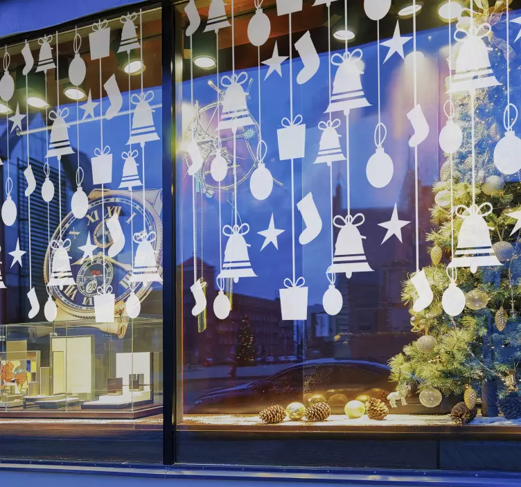 Vinilo navidad escaparate calcetines navideños - TenVinilo