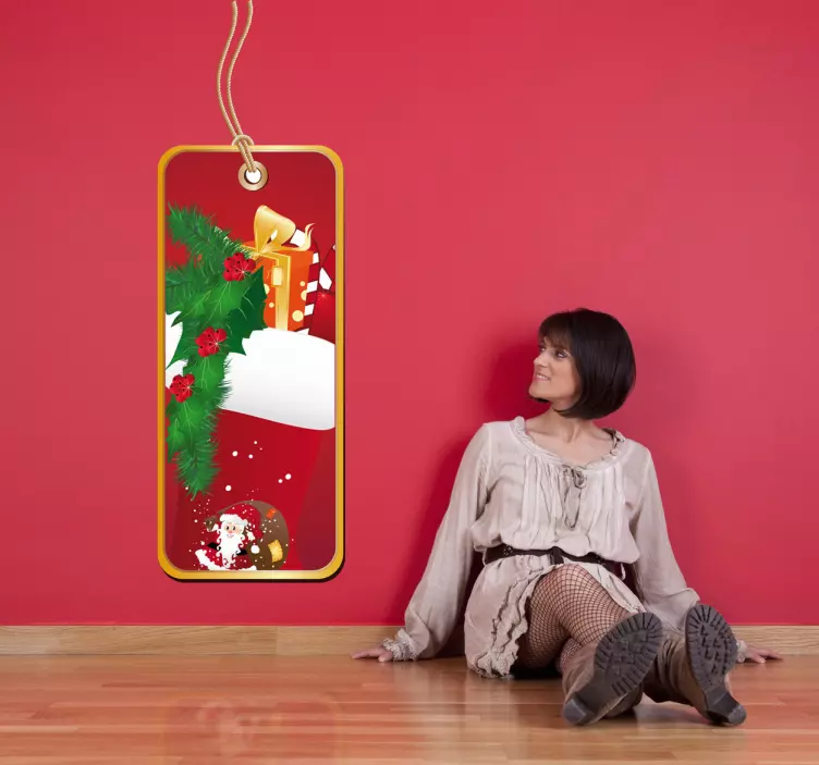 Vinilo navidad escaparate etiqueta regalo - TenVinilo