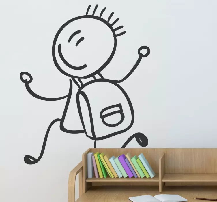 Vinilo infantil dibujo línea mochila - TenVinilo