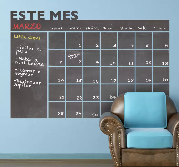 Vinilo pizarra mensual - TenVinilo