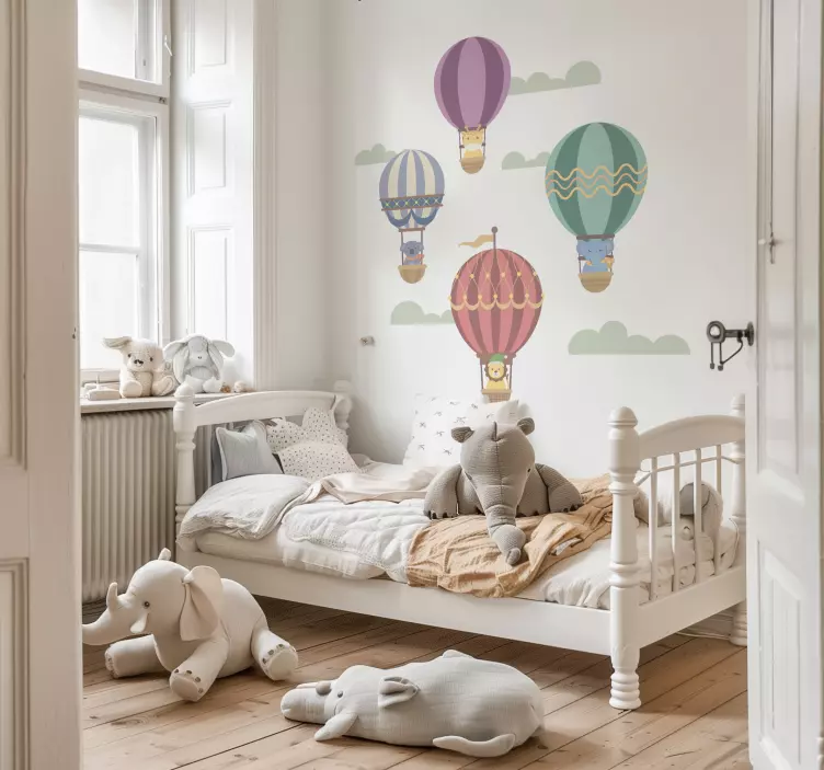 Vinilos infantiles globos con animales - TenVinilo