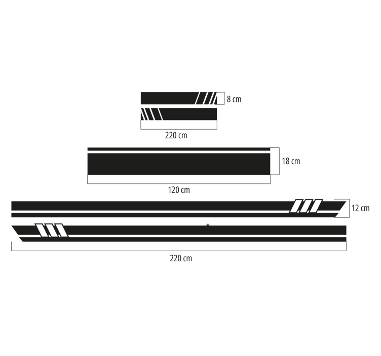 Pegatina coche juego de 5 piezas de rayas - TenVinilo