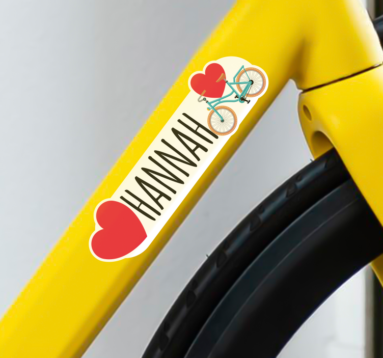 Vinilo bicicleta dos corazones con nombre - TenVinilo