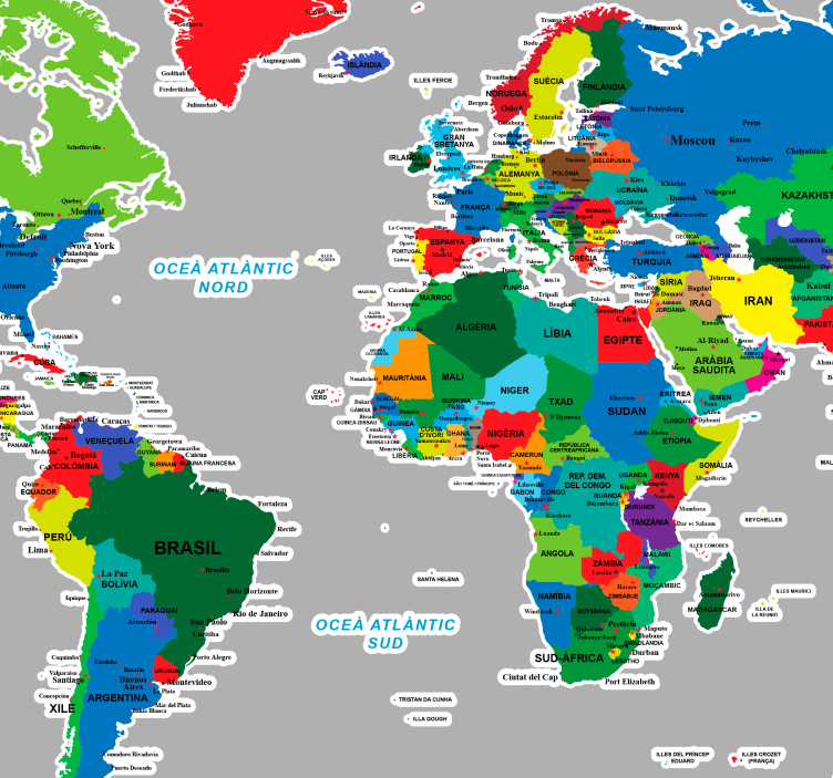 Vinilo mapamundi fronteras países catalán - TenVinilo