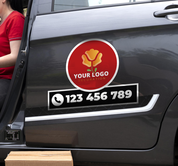 Vinilo publicitario coche logo y teléfono personalizados - TenVinilo