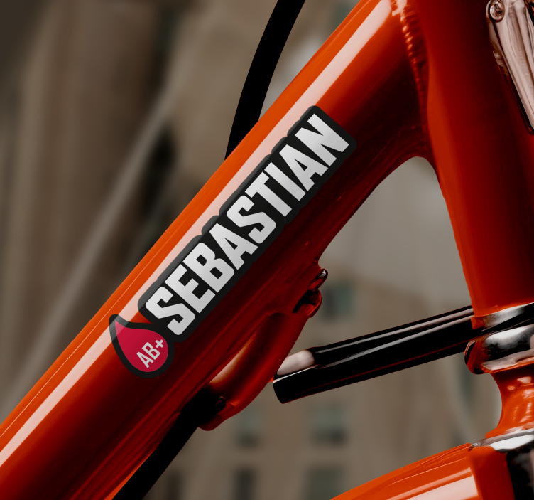 Pegatina para bicicleta bandera con nombre tipo de sangre - TenVinilo