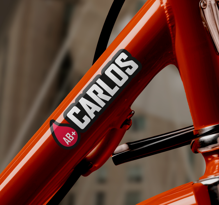 Pegatina para bicicleta bandera con nombre tipo de sangre - TenVinilo