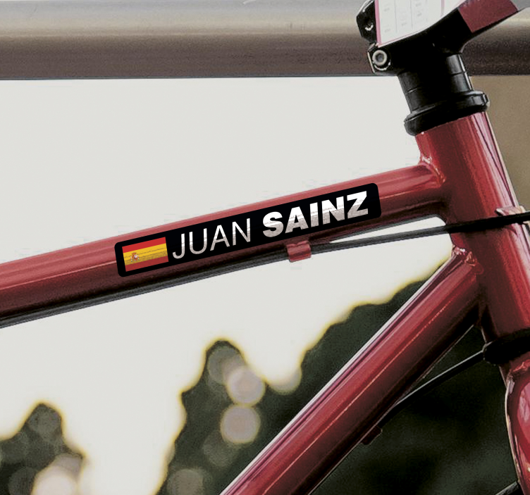 Pegatina para bicicleta bicicleta de ruta con bandera y nombre - TenVinilo