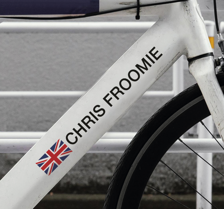 Pegatina para bicicleta de carretera con bandera y nombre - TenVinilo