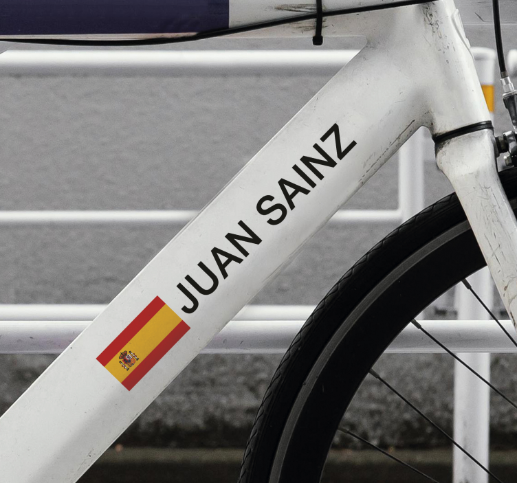 Pegatina para bicicleta de carretera con bandera y nombre - TenVinilo