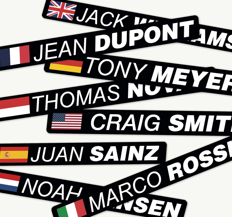 Pegatina para bicicleta bicicleta de ruta con bandera y nombre - TenVinilo