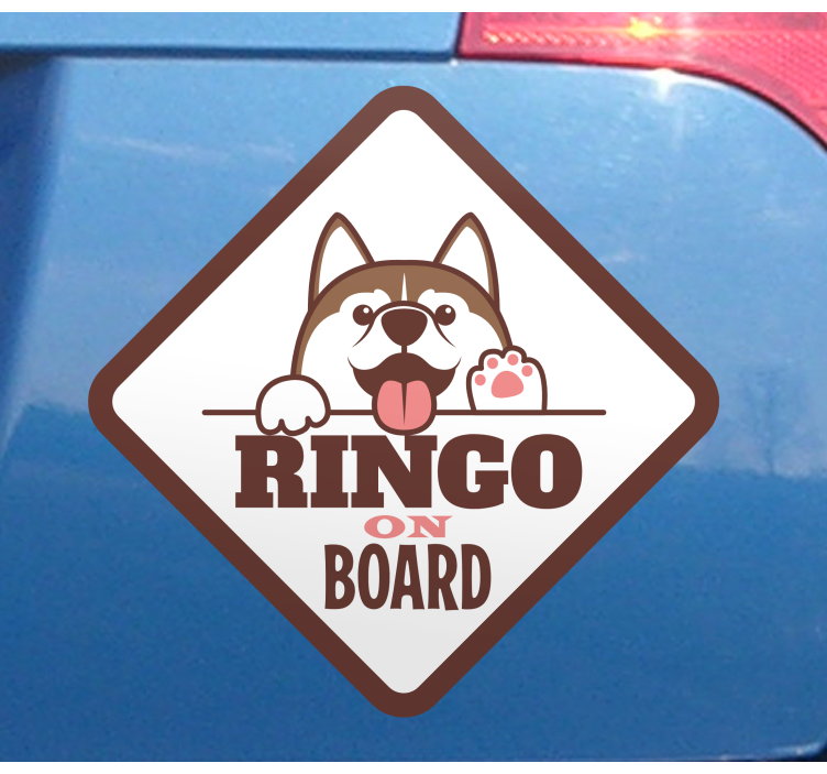 Vinilo para coche perro a bordo saludando - TenVinilo