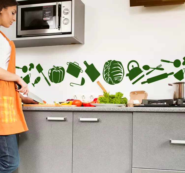 Cenefa adhesiva cocina de utensilios - TenVinilo