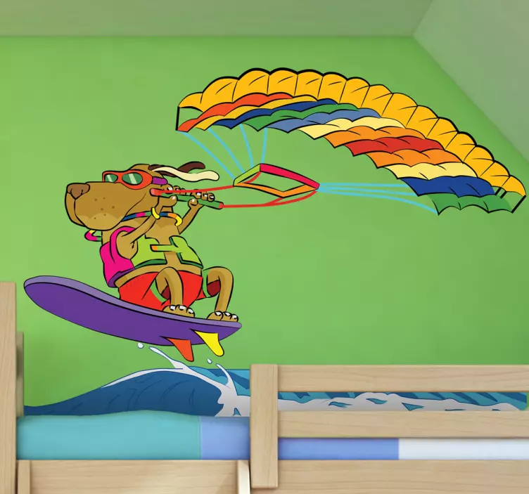 Adhesivo decorativo perro surfeando - TenVinilo