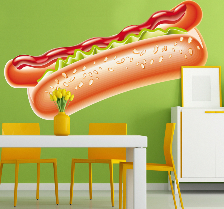 Adhesivo hot dog con ketchup - TenVinilo