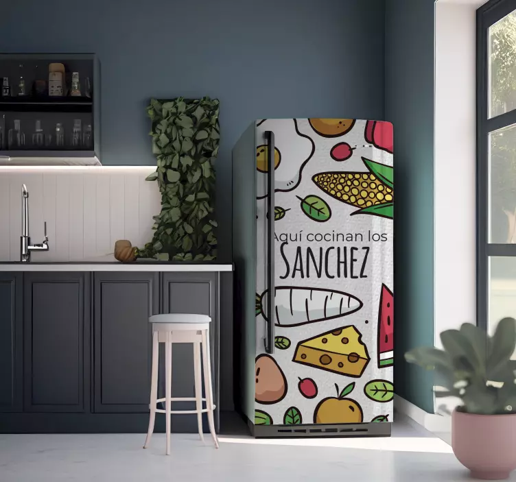 Vinilo para nevera frutas con apellido personalizado - TenVinilo