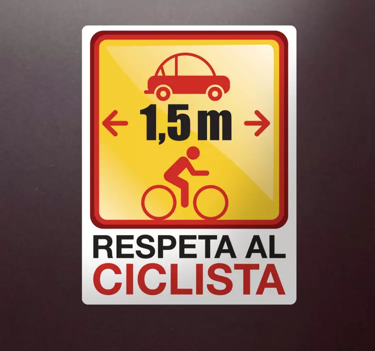 Adhesivo coche respeto al ciclista - TenVinilo